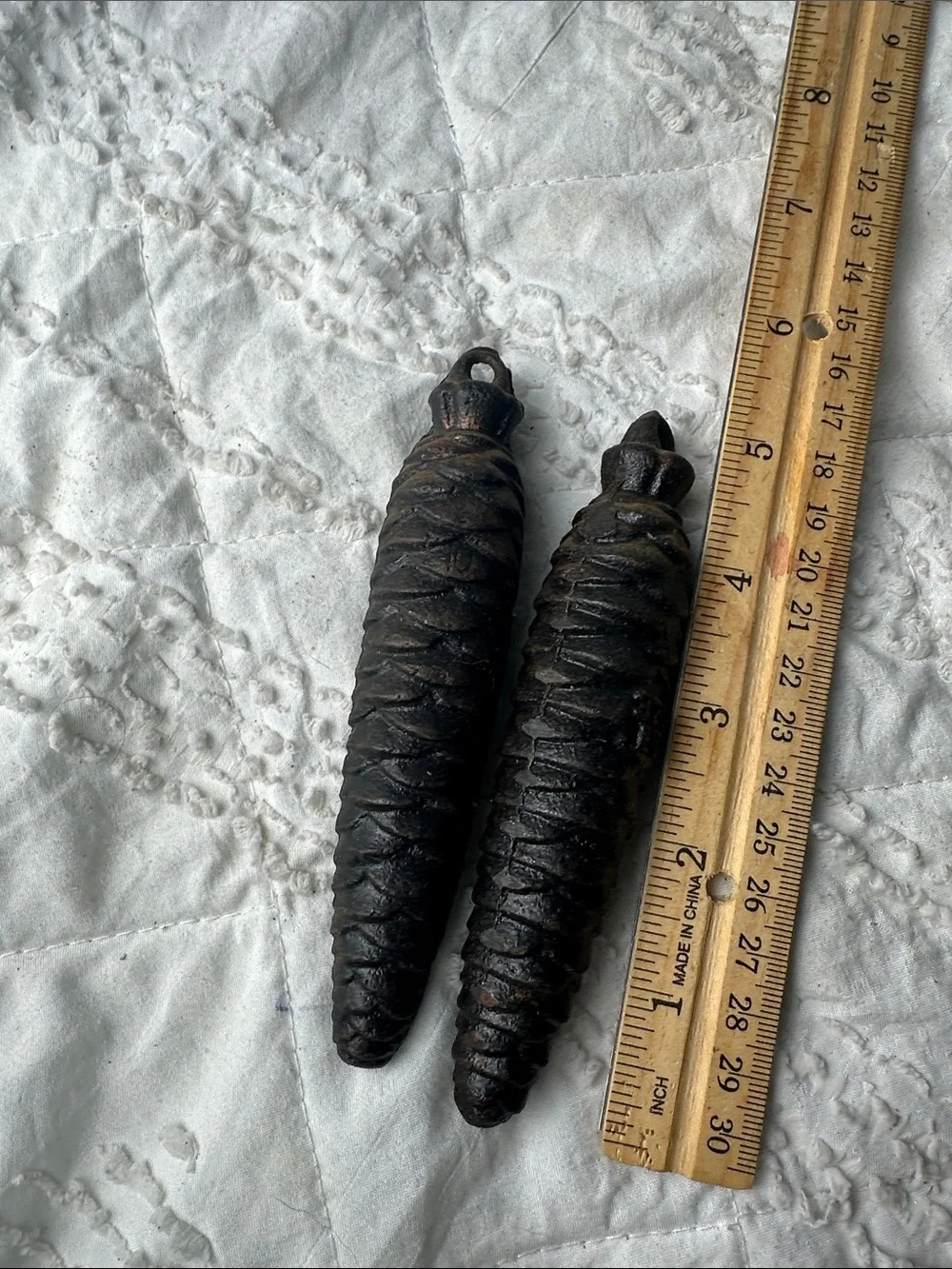 Authentic Vintage 1 Pair of Cuckoo Clock Weights 320 ET Pinecone Shaped
